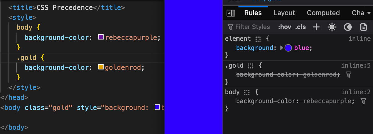 Screencap of the inspector
