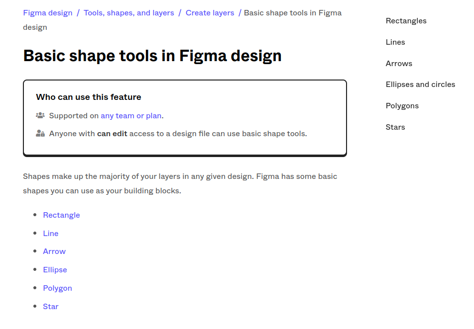 Screenshot of figma basic tools