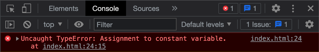 Constant reassignment error