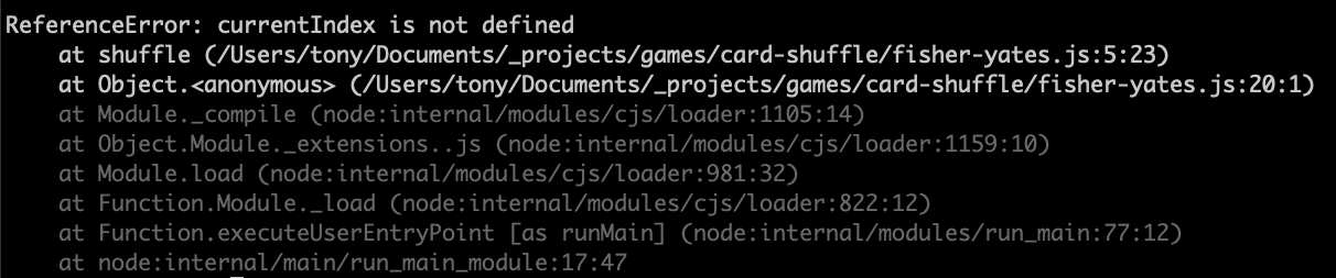 Example of syntax error in terminal