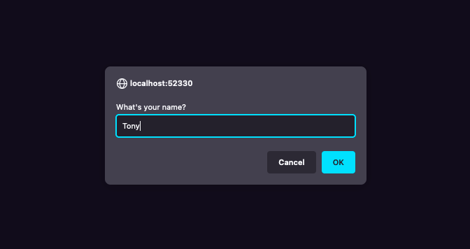 Example of a browser prompt
