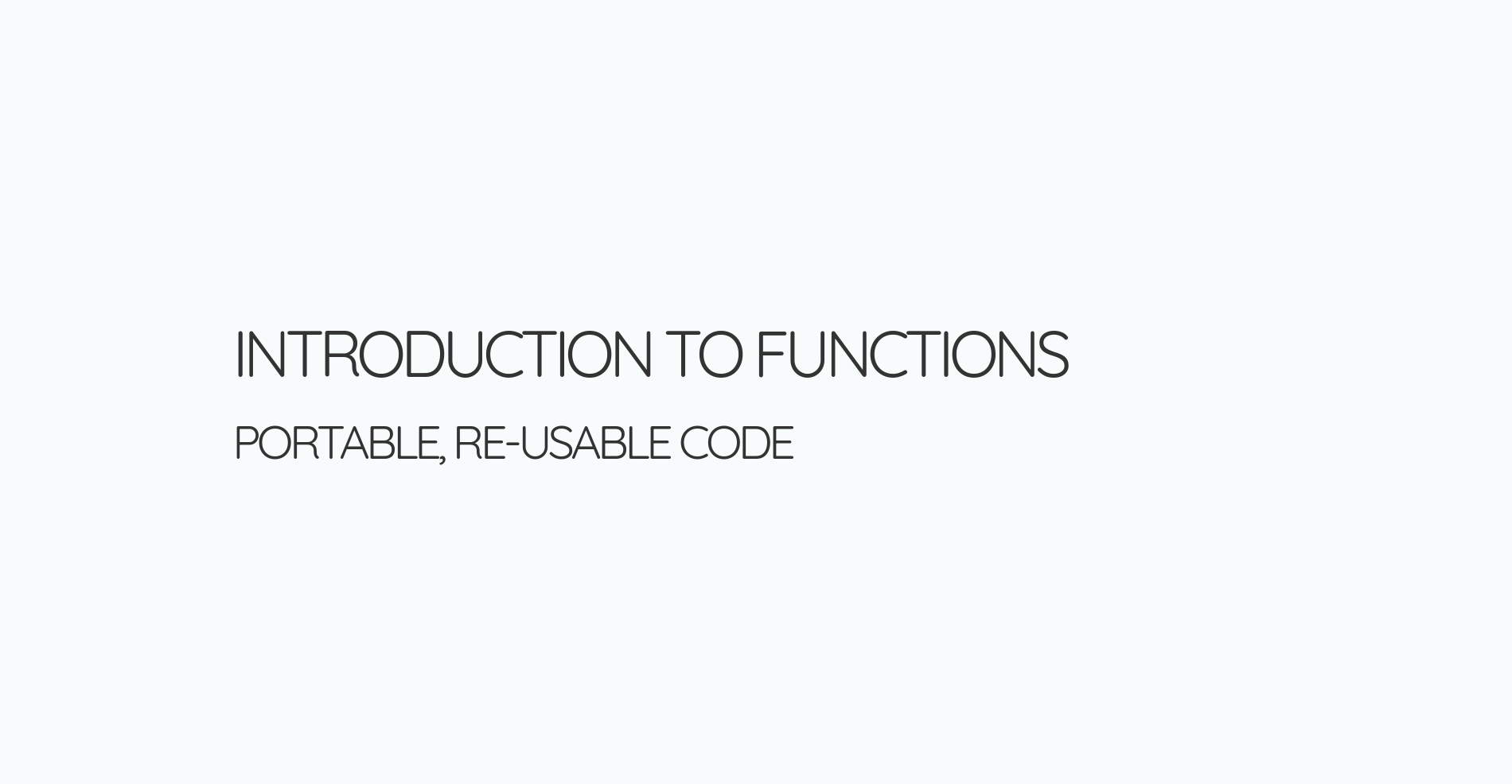 Intro to functions